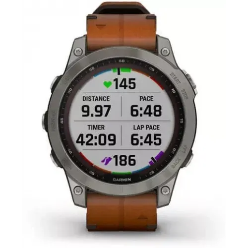 Умные часы Garmin Fenix 7X Sapphire Solar 51 мм (титан/каштановый кожа)