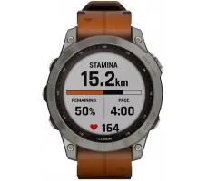 Умные часы Garmin Fenix 7X Sapphire Solar 51 мм (титан/каштановый кожа)