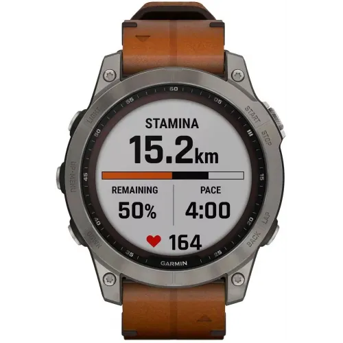 Умные часы Garmin Fenix 7X Sapphire Solar 51 мм (титан/каштановый кожа)