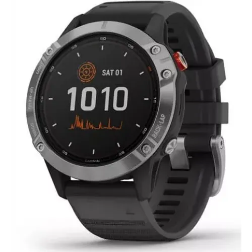 Умные часы Garmin Fenix 6 Solar 47 мм (серебристый/черный)