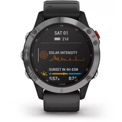 Умные часы Garmin Fenix 6 Solar 47 мм (серебристый/черный)