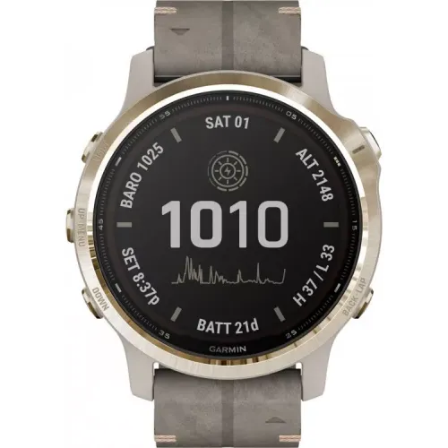 Умные часы Garmin Fenix 6S Pro Solar 42 мм (светло-золотистый, замша)