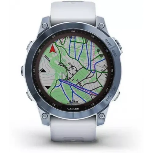 Умные часы Garmin Fenix 7 Sapphire Solar 47 мм (голубой минерал/белый камень)