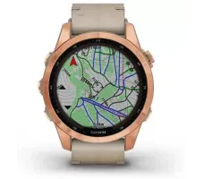 Умные часы Garmin Fenix 7S Sapphire Solar 42 мм (розовое золото/песочный кожа)