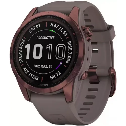 Умные часы Garmin Fenix 7S Sapphire Solar 42 мм (темно-бронзовый титан/сланцевый)