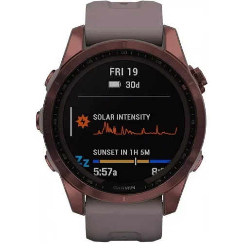 Умные часы Garmin Fenix 7S Sapphire Solar 42 мм (темно-бронзовый титан/сланцевый)