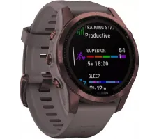Умные часы Garmin Fenix 7S Sapphire Solar 42 мм (темно-бронзовый титан/сланцевый)