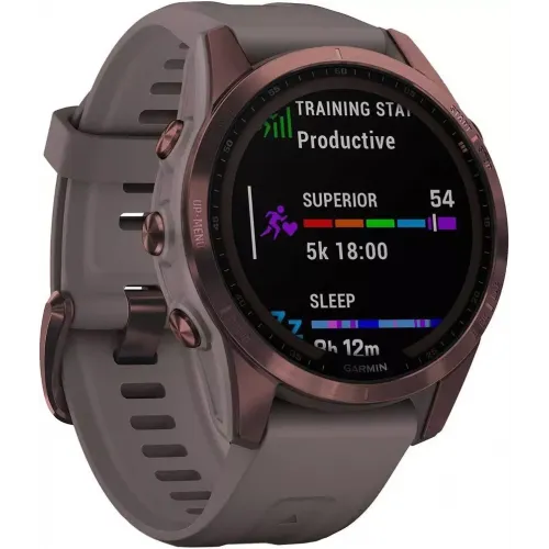 Умные часы Garmin Fenix 7S Sapphire Solar 42 мм (темно-бронзовый титан/сланцевый)