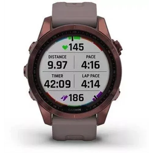 Умные часы Garmin Fenix 7S Sapphire Solar 42 мм (темно-бронзовый титан/сланцевый)