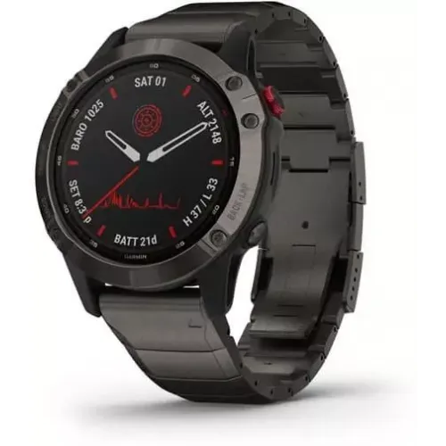 Умные часы Garmin Fenix 6 Pro Solar 47 мм (титановый карбоново-серый, титан)
