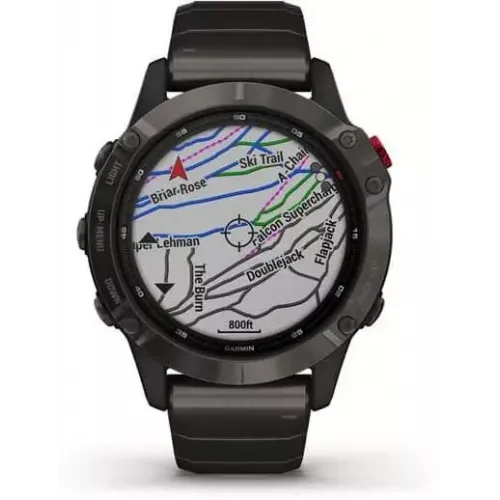 Умные часы Garmin Fenix 6 Pro Solar 47 мм (титановый карбоново-серый, титан)