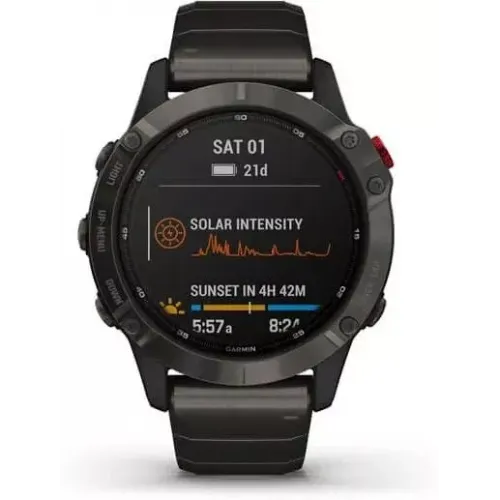 Умные часы Garmin Fenix 6 Pro Solar 47 мм (титановый карбоново-серый, титан)