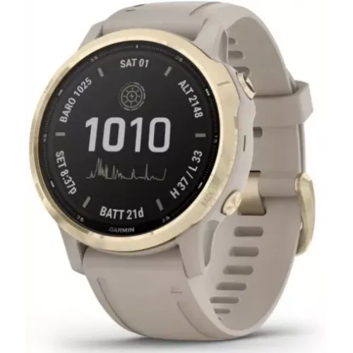 Умные часы Garmin Fenix 6S Pro Solar 42 мм (светло-золотистый, силикон)