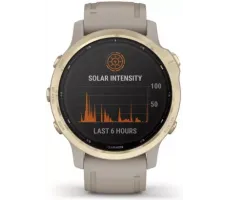 Умные часы Garmin Fenix 6S Pro Solar 42 мм (светло-золотистый, силикон)