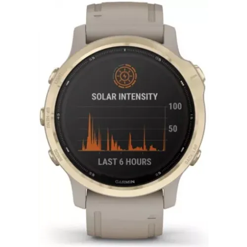 Умные часы Garmin Fenix 6S Pro Solar 42 мм (светло-золотистый, силикон)
