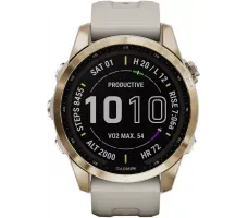 Умные часы Garmin Fenix 7S Sapphire Solar 42 мм (кремово-золотой титан/песочный)