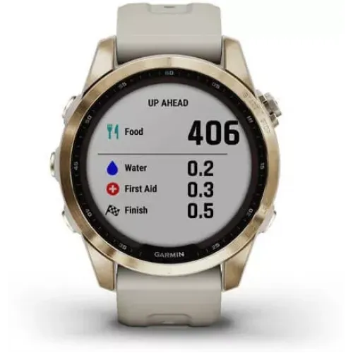 Умные часы Garmin Fenix 7S Sapphire Solar 42 мм (кремово-золотой титан/песочный)