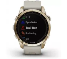 Умные часы Garmin Fenix 7S Sapphire Solar 42 мм (кремово-золотой титан/песочный)