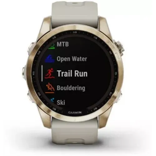 Умные часы Garmin Fenix 7S Sapphire Solar 42 мм (кремово-золотой титан/песочный)