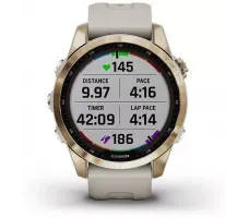 Умные часы Garmin Fenix 7S Sapphire Solar 42 мм (кремово-золотой титан/песочный)
