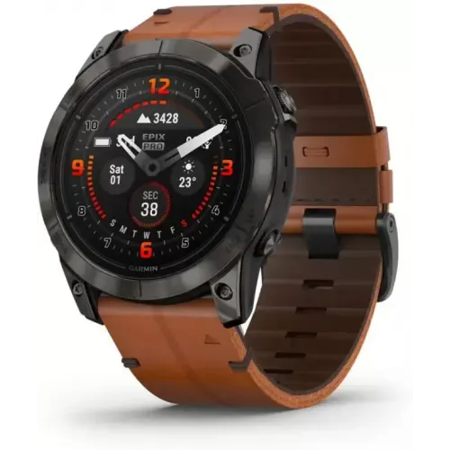 Умные часы Garmin Epix Pro Gen 2 Sapphire 51 мм (карбоново-серый титан/каштановый, с кожаным и силиконовым ремешками)
