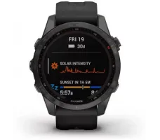 Умные часы Garmin Fenix 7S Sapphire Solar 42 мм (серый карбон/черный)