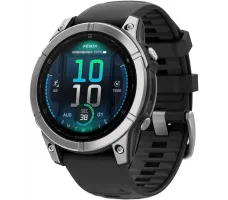 Умные часы Garmin Fenix 8 E 47мм (нержавеющая сталь, черный силиконовый ремешок)