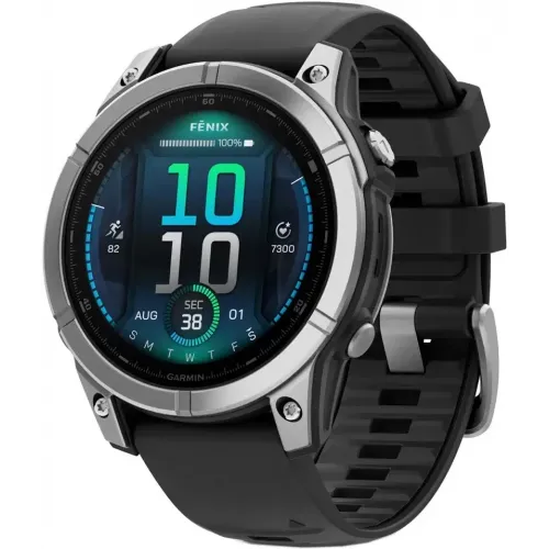 Умные часы Garmin Fenix 8 E 47мм (нержавеющая сталь, черный силиконовый ремешок)