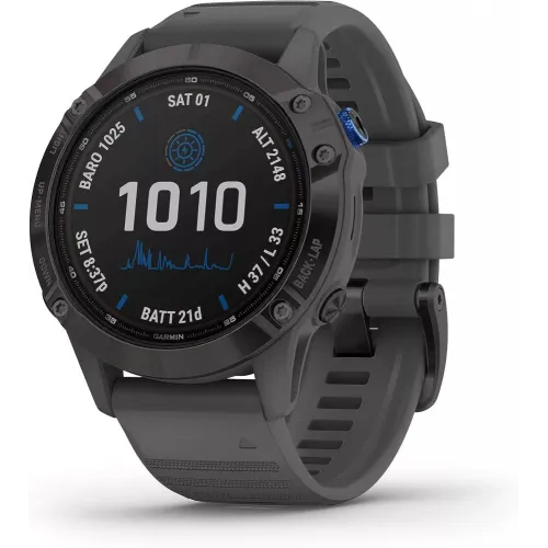 Умные часы Garmin Fenix 6 Pro Solar 47 мм (черный, силикон)