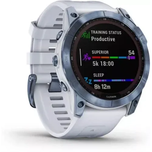 Умные часы Garmin Fenix 7X Sapphire Solar 51 мм (голубой минерал/белый камень)