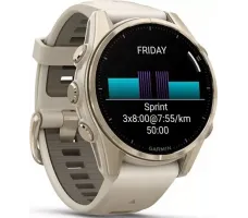 Умные часы Garmin Fenix 8 Sapphire 43мм (золотистый, дымчато-серый ремешок)