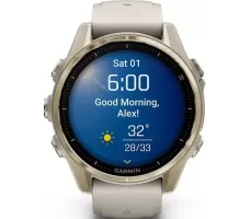 Умные часы Garmin Fenix 8 Sapphire 43мм (золотистый, дымчато-серый ремешок)