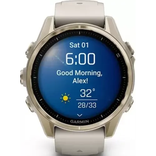 Умные часы Garmin Fenix 8 Sapphire 43мм (золотистый, дымчато-серый ремешок)