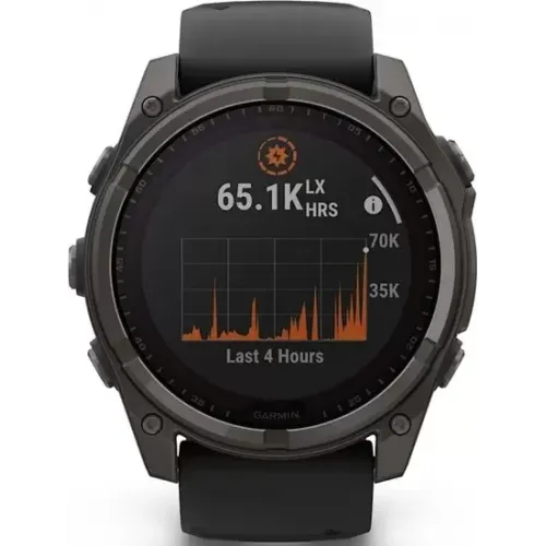 Умные часы Garmin Fenix 8 Solar, Sapphire 47мм (титановый угольно-серый DLC с черным ремешком)