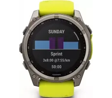 Умные часы Garmin Fenix 8 Solar, Sapphire 51мм (титановый, желтый силиконовый ремешок)
