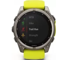 Умные часы Garmin Fenix 8 Solar, Sapphire 51мм (титановый, желтый силиконовый ремешок)