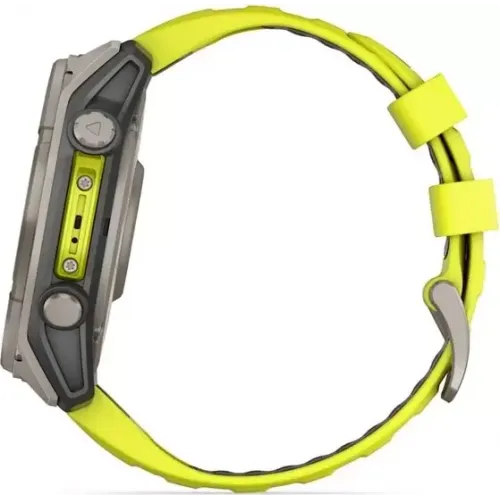 Умные часы Garmin Fenix 8 Solar, Sapphire 51мм (титановый, желтый силиконовый ремешок)