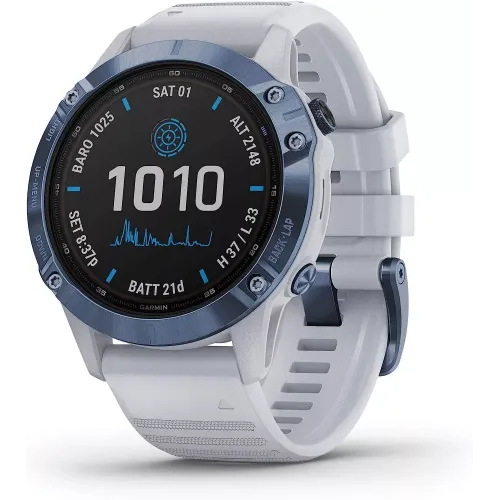 Умные часы Garmin Fenix 6 Pro Solar 47 мм (минерально-синий титан, силикон)
