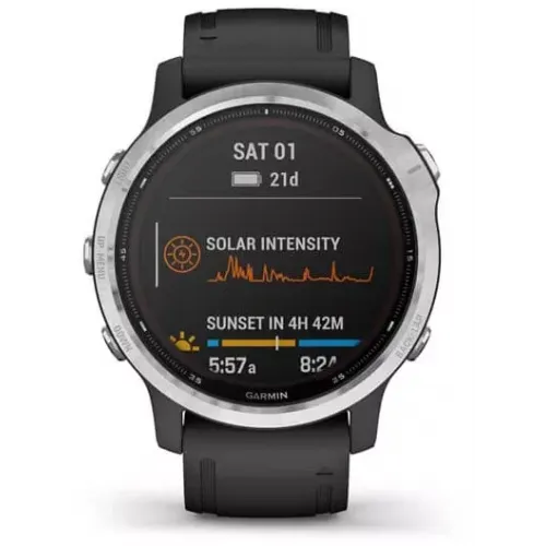 Умные часы Garmin Fenix 6 Solar 42 мм (серебристый/черный)