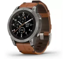 Умные часы Garmin Fenix 7 Pro Sapphire Solar (титан/каштановый, с кожаным и силиконовым ремешками)