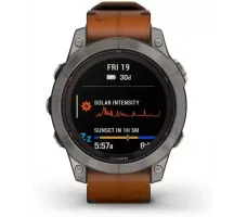 Умные часы Garmin Fenix 7 Pro Sapphire Solar (титан/каштановый, с кожаным и силиконовым ремешками)