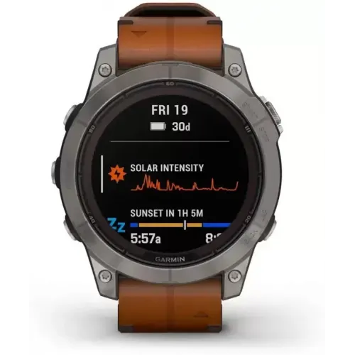 Умные часы Garmin Fenix 7 Pro Sapphire Solar (титан/каштановый, с кожаным и силиконовым ремешками)