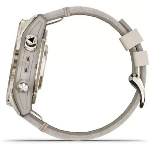 Умные часы Garmin Fenix 7S Pro Sapphire Solar (мягкое золото/известняк, с кожаным и силиконовым ремешками)