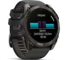 Умные часы Garmin Fenix 8 Sapphire 51мм (угольно-серый DLC, пепельно-черный силиконовый ремешок)