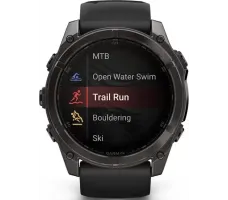 Умные часы Garmin Fenix 8 Sapphire 51мм (угольно-серый DLC, пепельно-черный силиконовый ремешок)