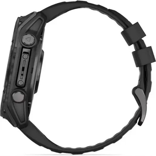 Умные часы Garmin Fenix 8 Sapphire 51мм (угольно-серый DLC, пепельно-черный силиконовый ремешок)
