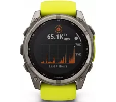 Умные часы Garmin Fenix 8 Solar, Sapphire 47мм (титановый, желтый силиконовый ремешок)