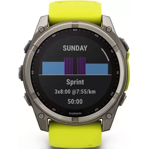 Умные часы Garmin Fenix 8 Solar, Sapphire 47мм (титановый, желтый силиконовый ремешок)