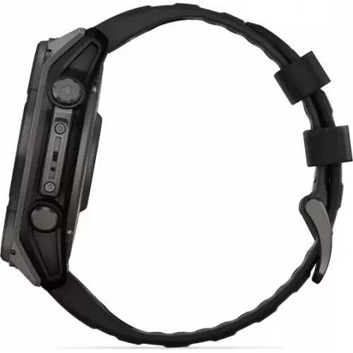 Умные часы Garmin Fenix 8 Solar, Sapphire 51мм (титановый угольно-серый с DLC-покрытием и черным ремешком)