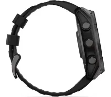 Умные часы Garmin Fenix 8 Solar, Sapphire 51мм (титановый угольно-серый с DLC-покрытием и черным ремешком)